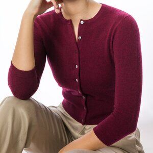 NWT! DongLi - 100% Cashmere Cropped Cardigan in Rich Red - Multiple Sizes